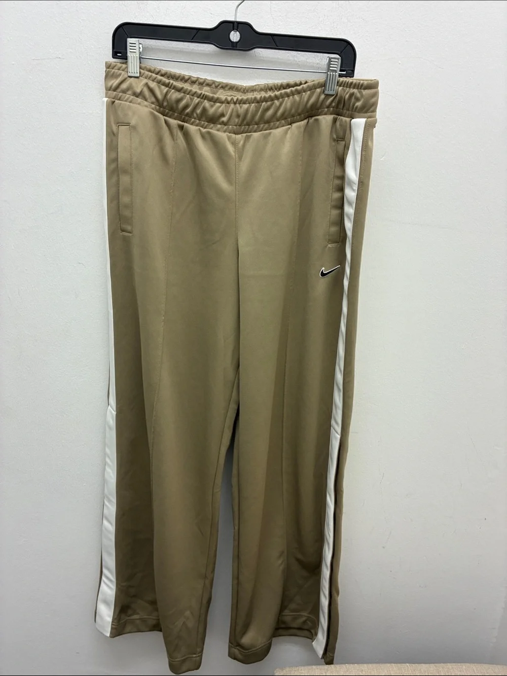 Nike Tan Track Pants with White Side Panels